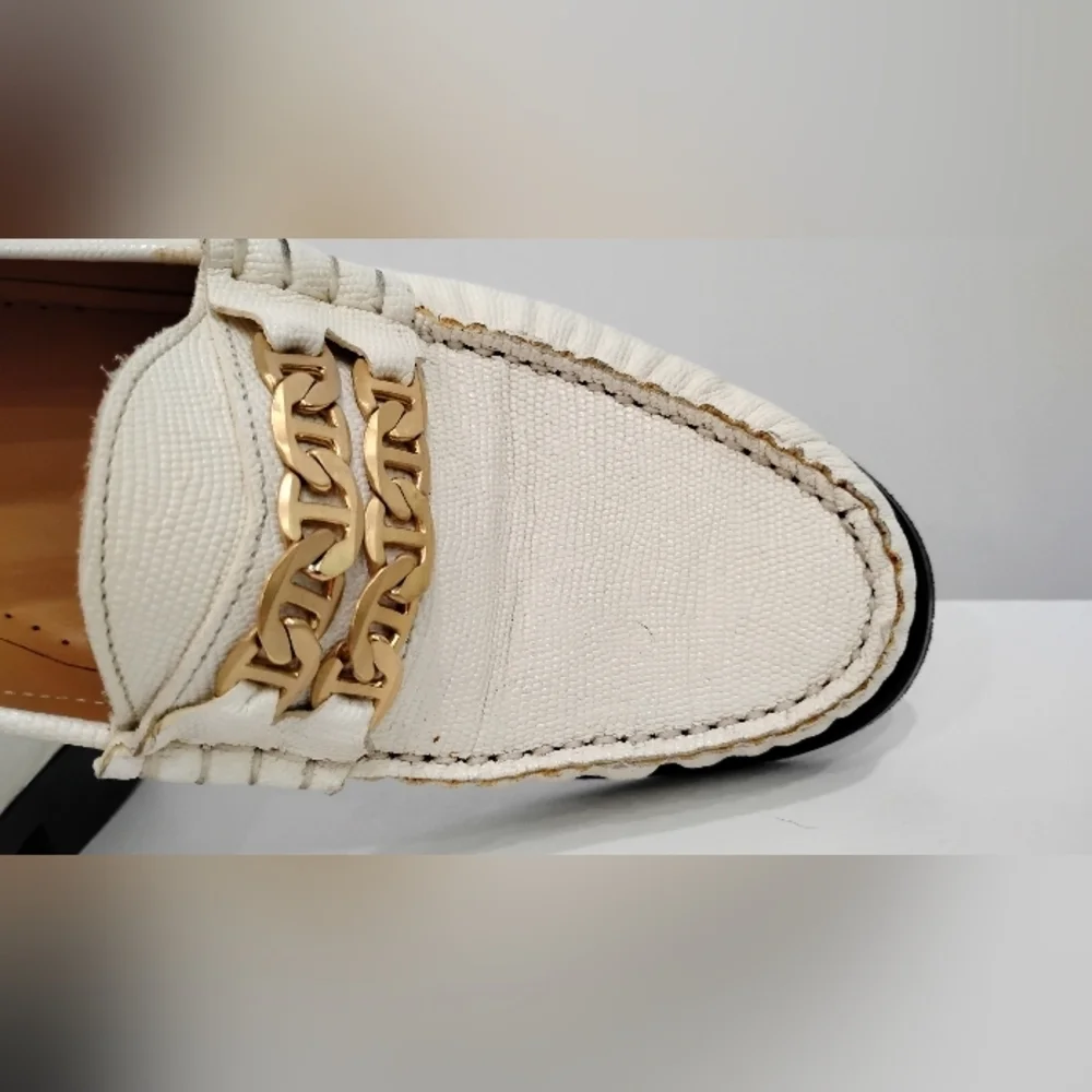 SANDRO PARIS PEBBLED WHITE LOAFERS